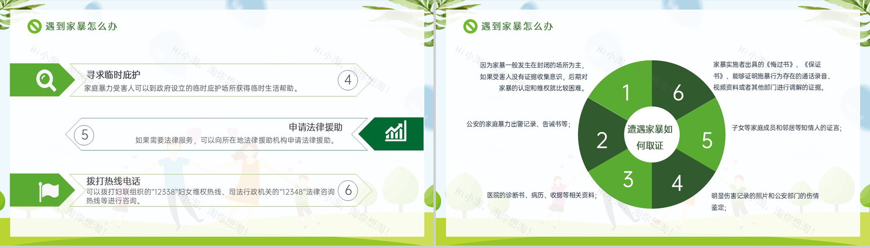 绿色扁平化国际消除家庭暴力日主题宣讲知识科普PPT模板-9