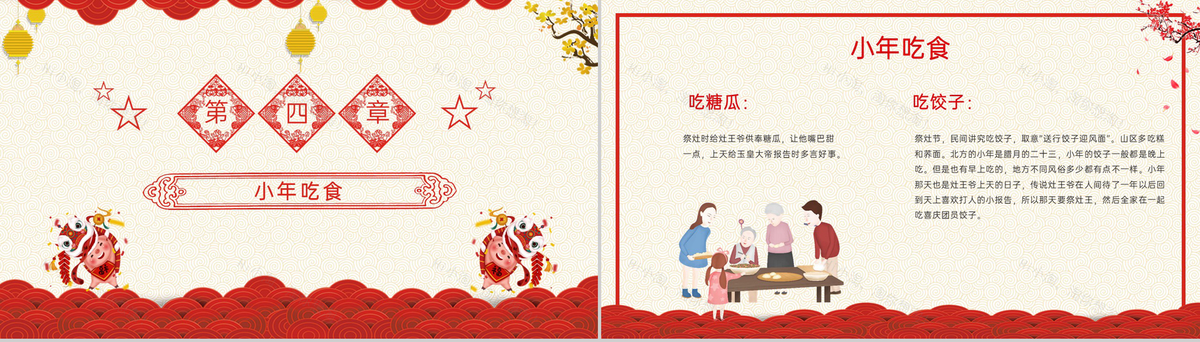 红色喜庆风新春小年习俗文化介绍小年的由来PPT模板-11