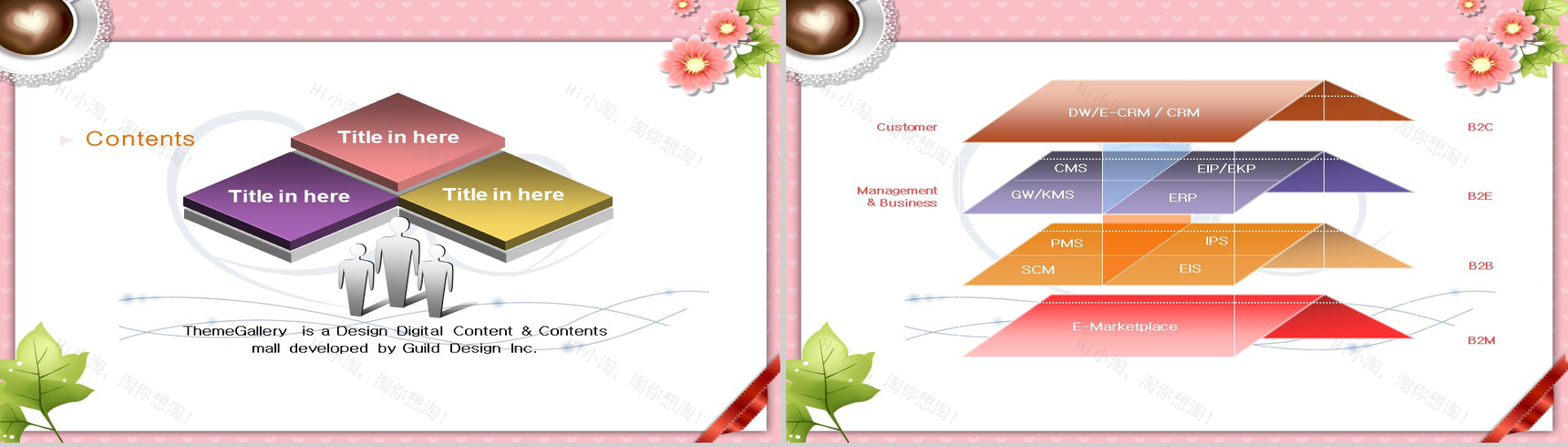 浪漫花朵卡通节日通用PPT模板-9