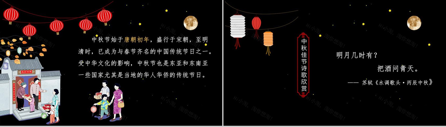 黑色商务中秋节传统习俗介绍PPT模板-4