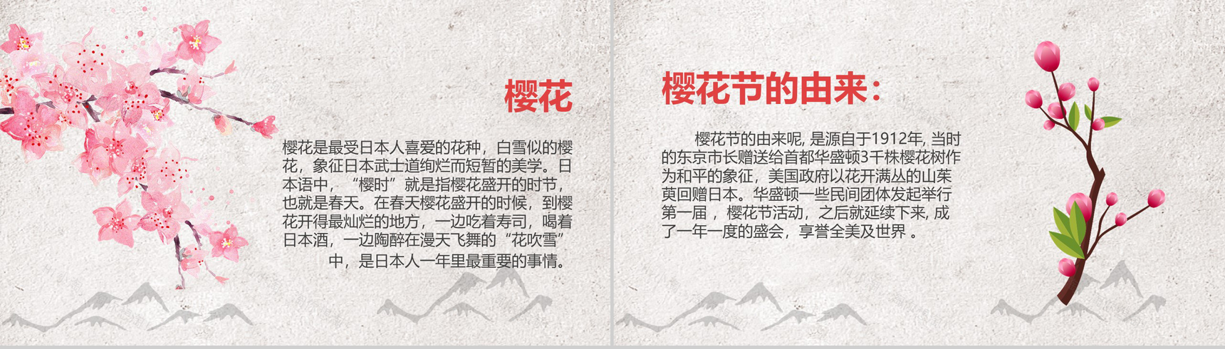 古典中国风通用樱花节PPT模板-4