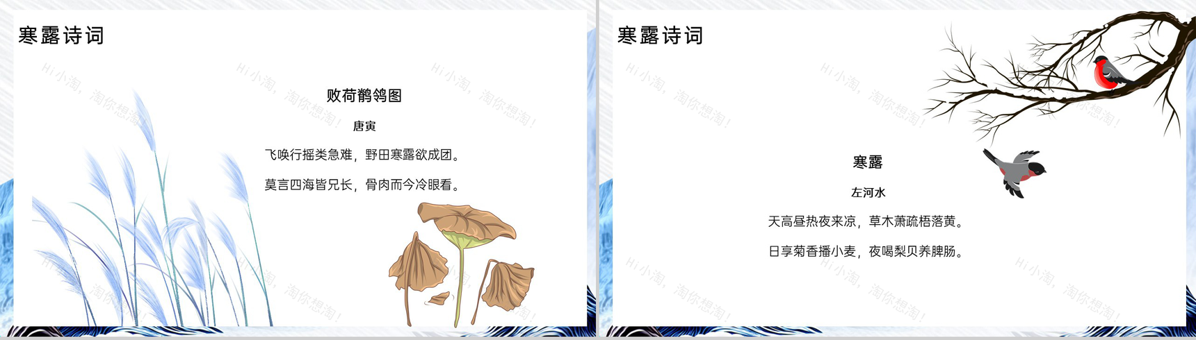 淡蓝水墨风寒露节气介绍寒露的习俗PPT模板-12