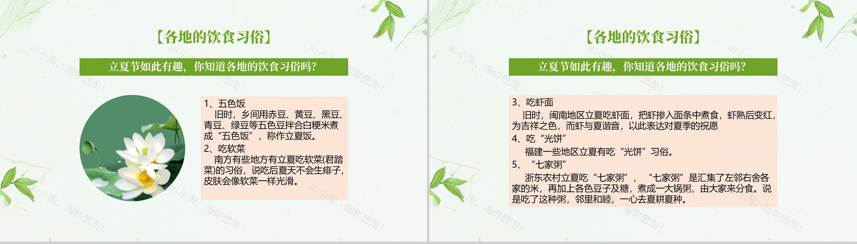 唯美清新夏天第一课立夏节到了教学课件PPT模板-7