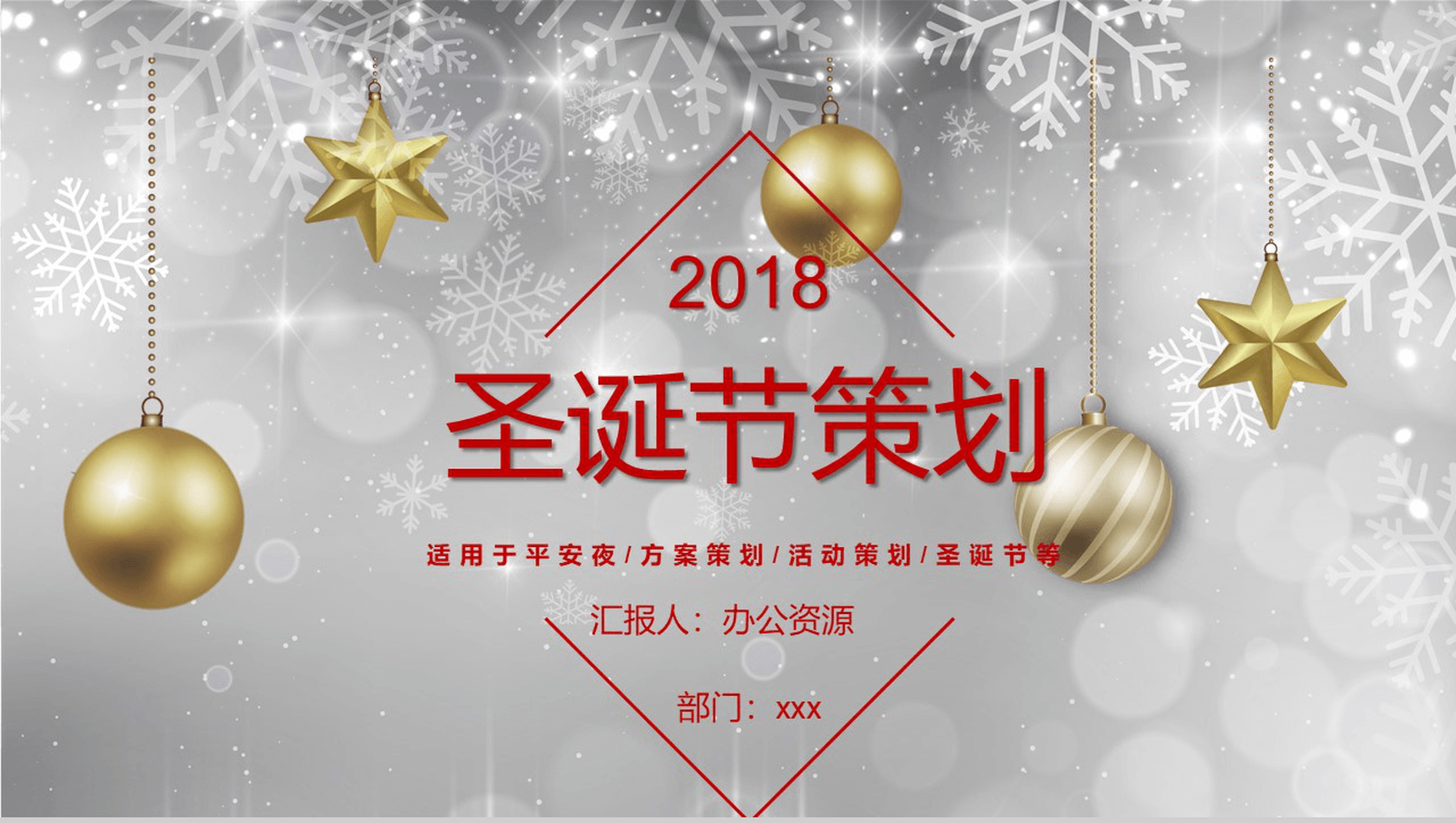 精美时尚高端圣诞节平安夜主题活动策划PPT模板