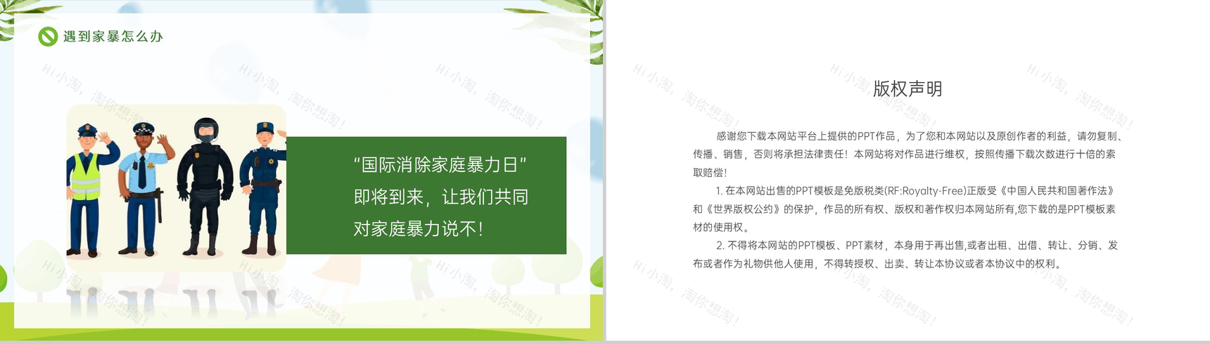 绿色扁平化国际消除家庭暴力日主题宣讲知识科普PPT模板-10