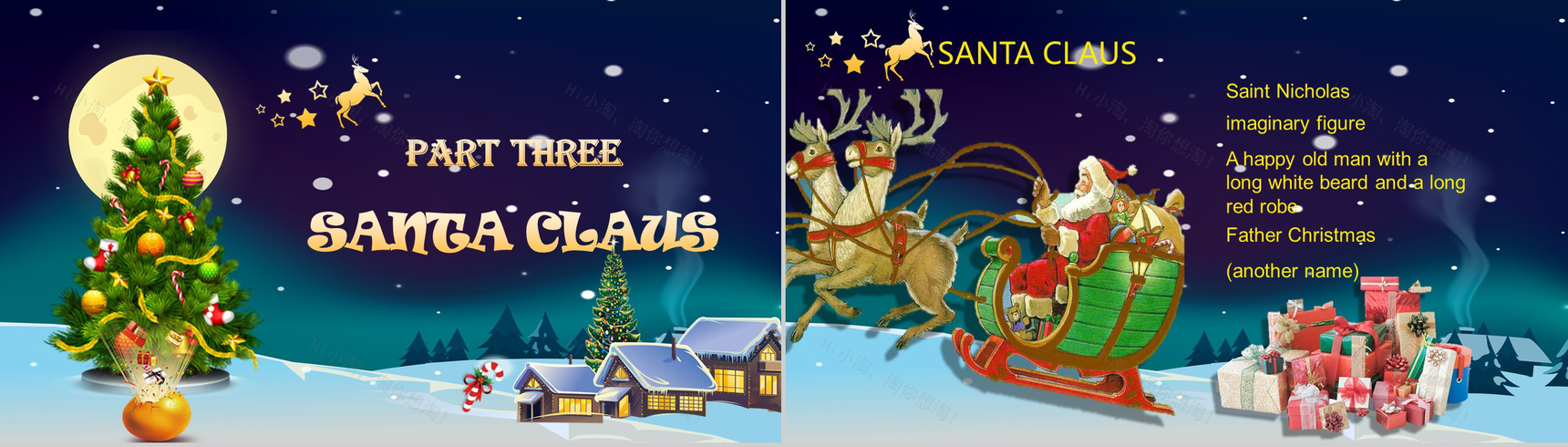 深色欢乐创意唯美圣诞节英文介绍PPT模板-8