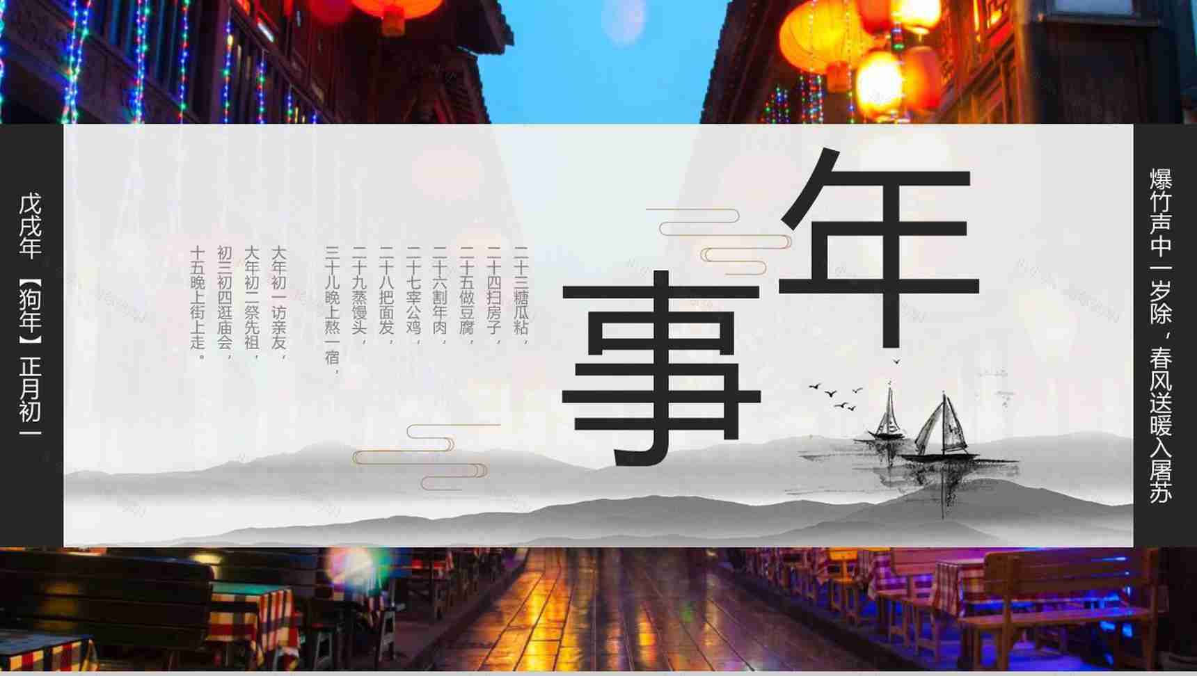 春节来历习俗拜年介绍PPT模板-1