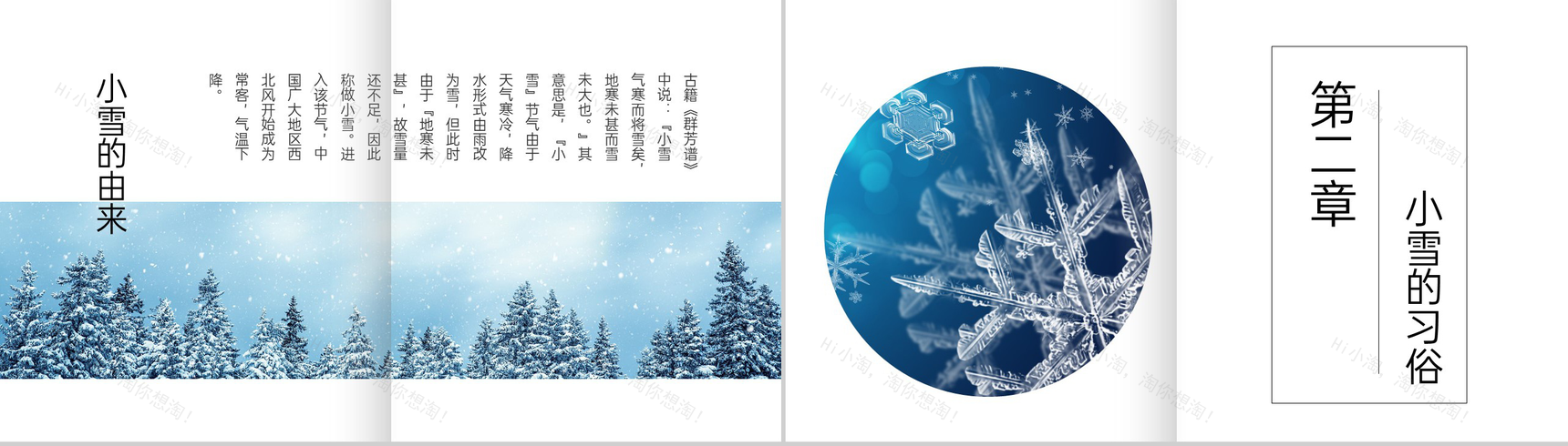 蓝白撞色简约风传统节气小雪的习俗介绍PPT模板-4