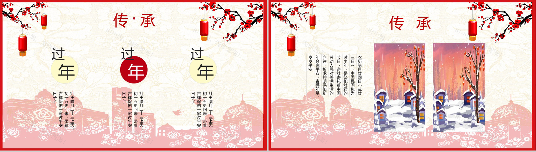 喜庆剪纸风腊月二十三过小年节日介绍PPT模板-9