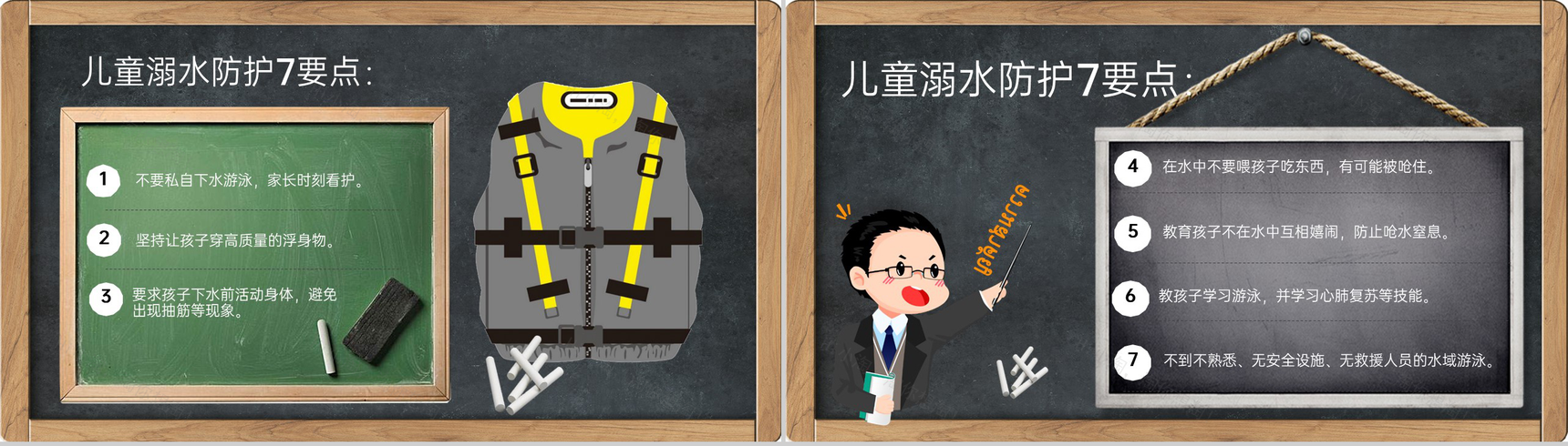 黑色卡通风格预防溺水安全教育讲座主题班会PPT课件-5