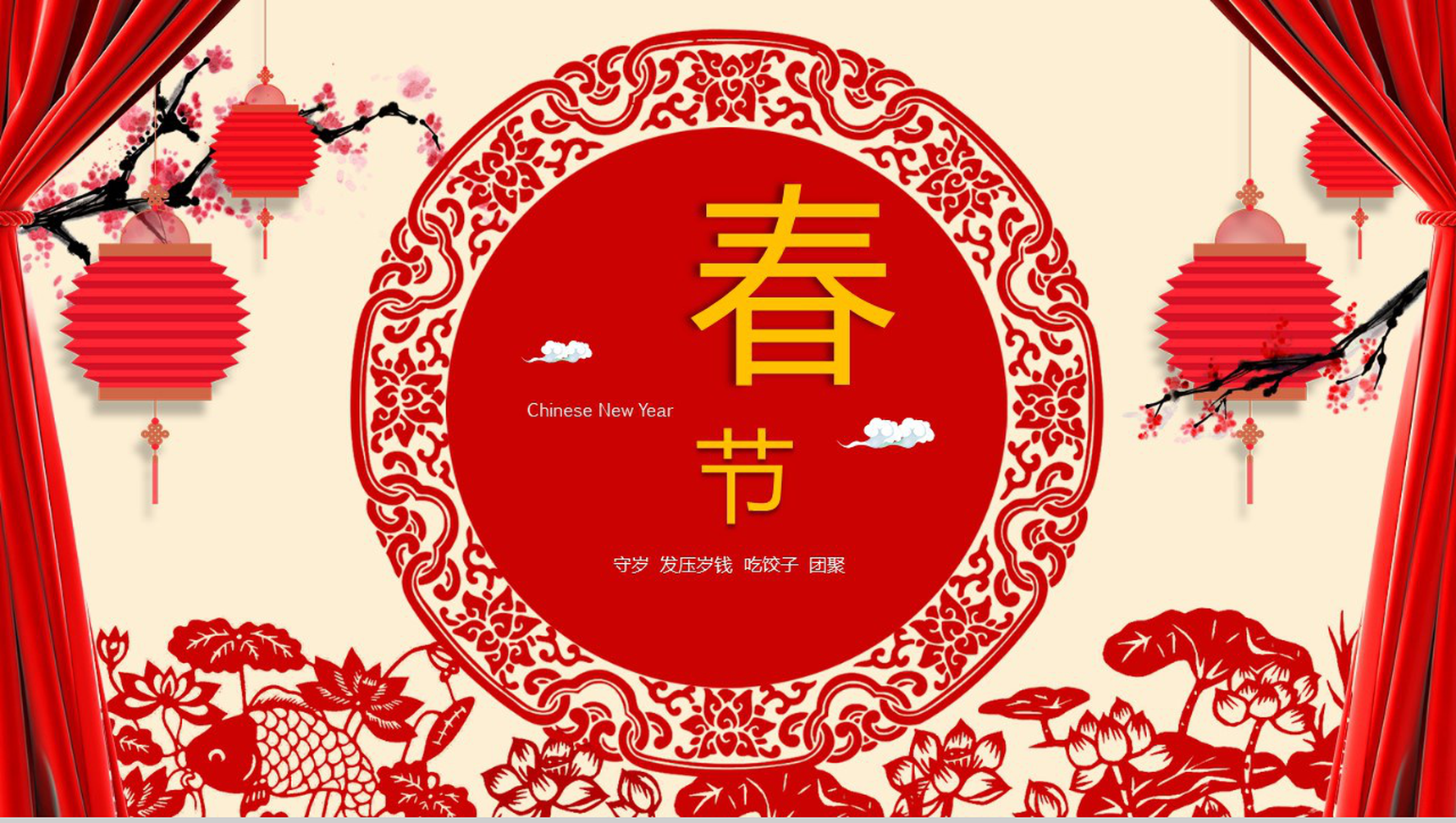 2019猪年除夕节日传统春节习俗知识PPT模板