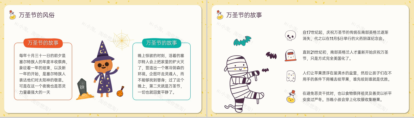黄色可爱卡通风不给糖果就捣蛋万圣节活动策划PPT模板-8