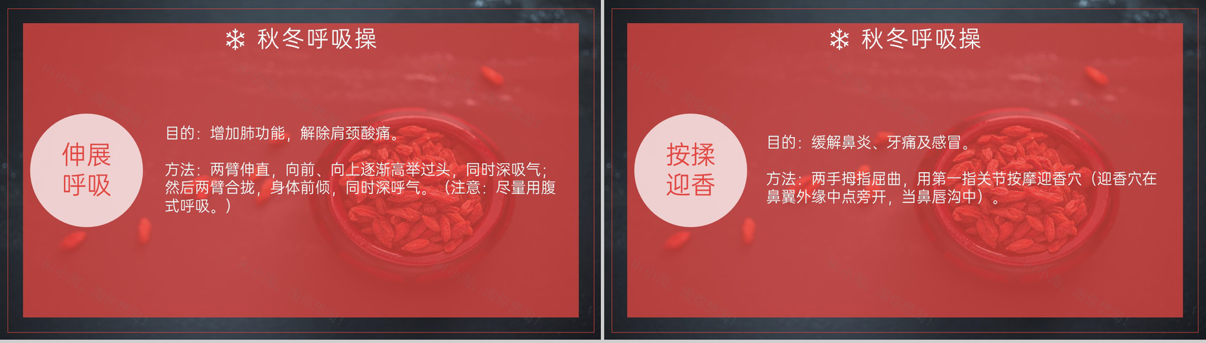 红色简约风冬季冬至健康养生主题讲座PPT模板-11