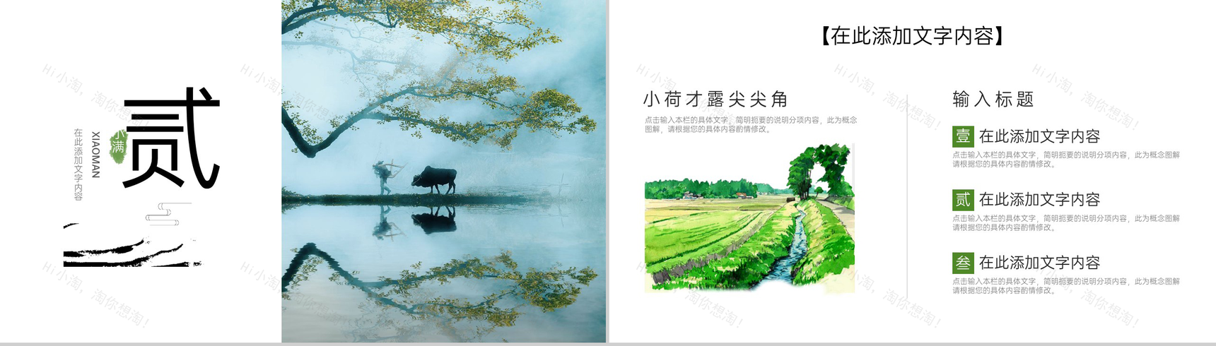 绿色清新淡雅二十四节气小满水墨画节日宣传PPT模版-5