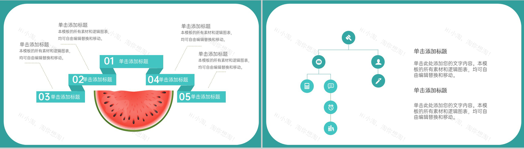 绿色卡通风西瓜主题二十四节气大暑习俗介绍PPT模板-7