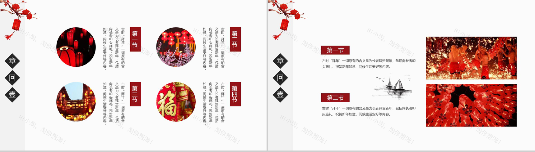 2019猪年年年有余过年春节由来PPT模板-4