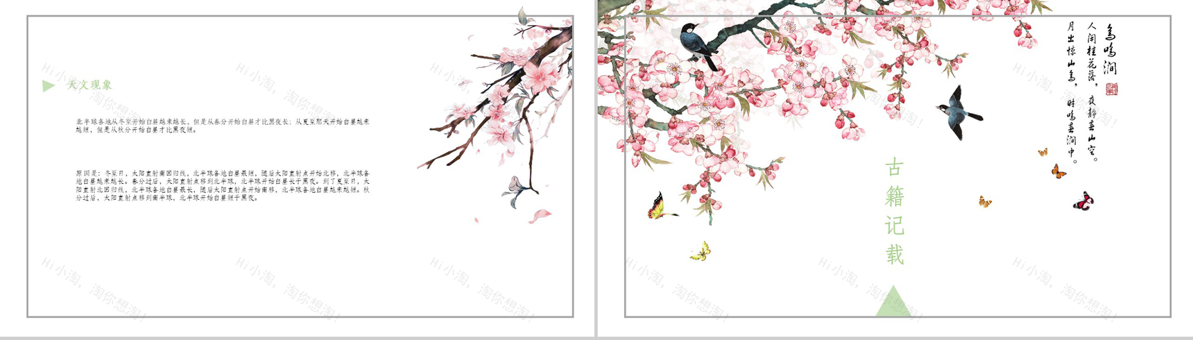 中国古典诗词风春分节气工作汇报PPT模板-4