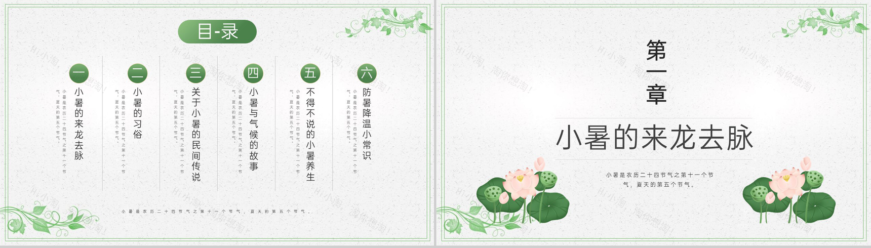 浅绿色中国风传统二十四节气之小暑简介教学课件PPT模板-2