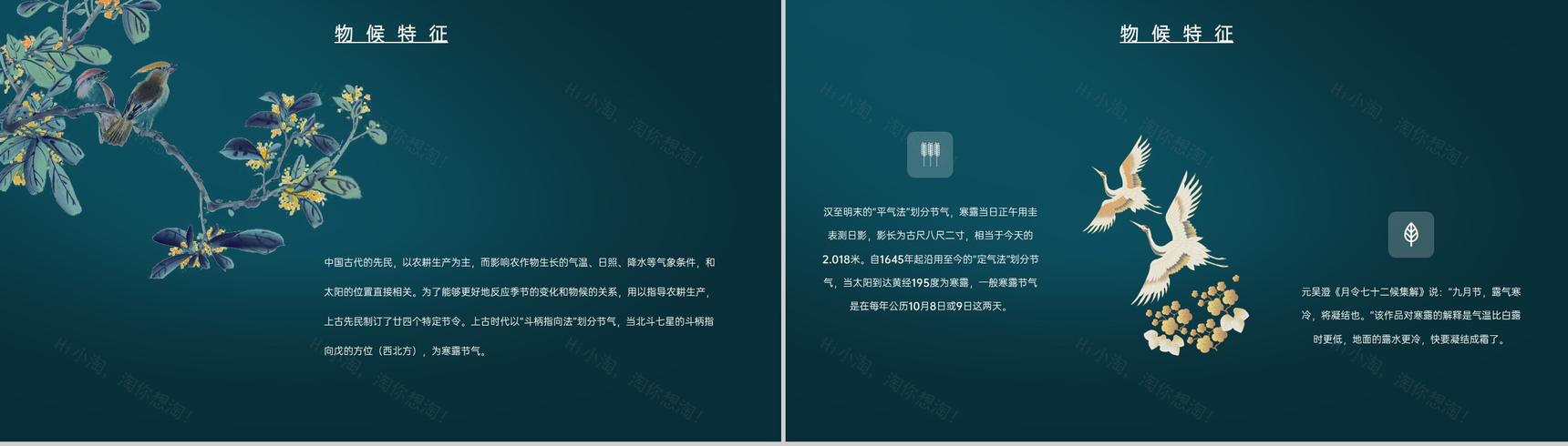 蓝色中国风传统节气介绍之寒露的物候特征PPT模板-5