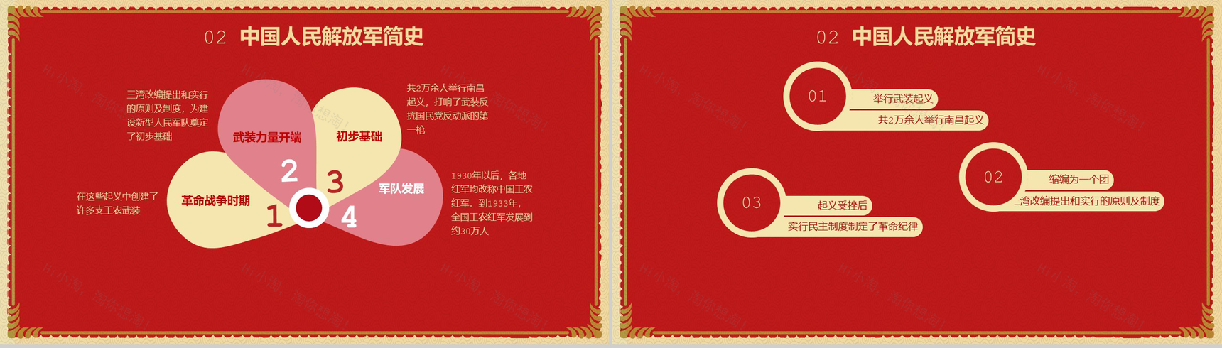 红色中国风设计八一建军92周年PPT模板-6