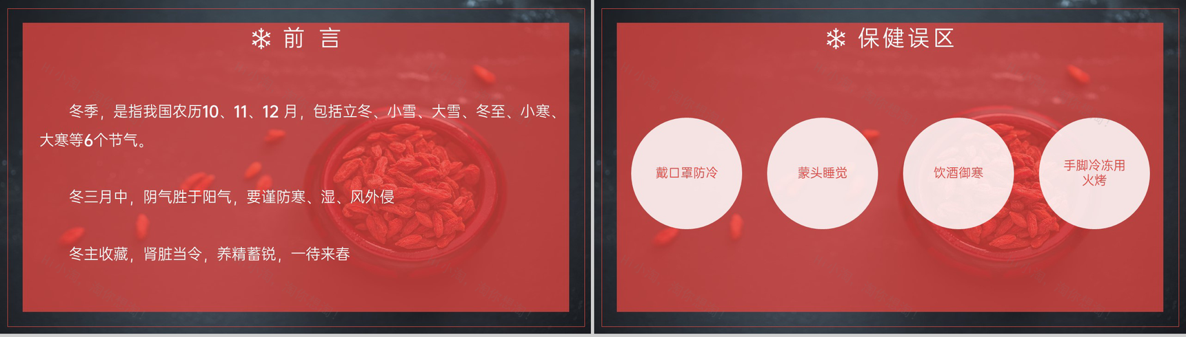 红色简约风冬季冬至健康养生主题讲座PPT模板-2