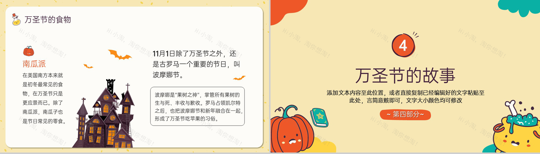 黄色可爱卡通风不给糖果就捣蛋万圣节活动策划PPT模板-7