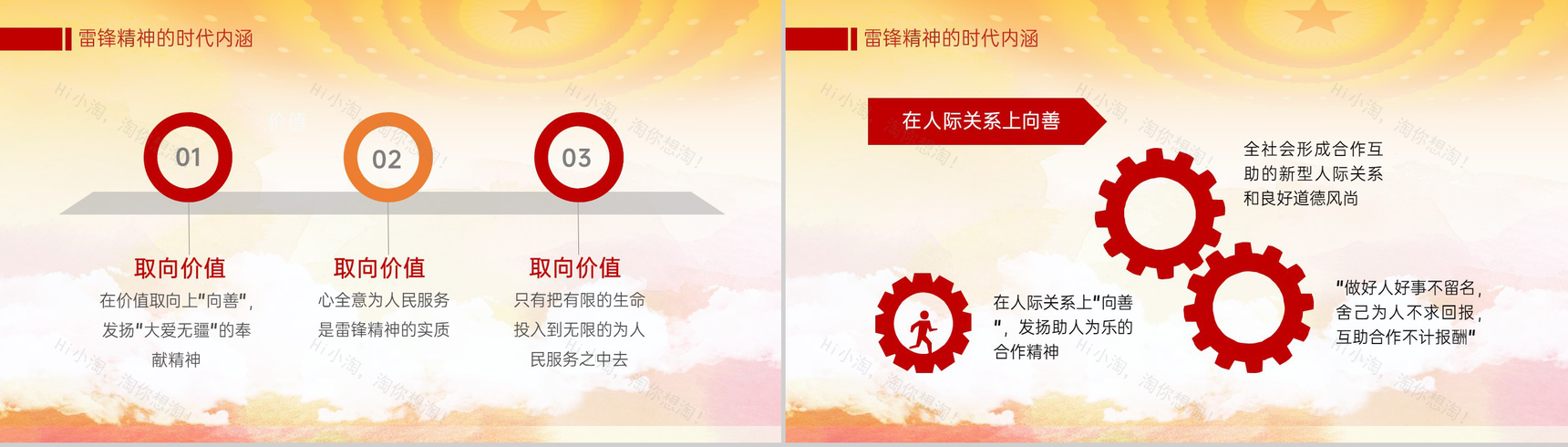 红色简约风榜样的力量弘扬雷锋精神事迹PPT模板-7
