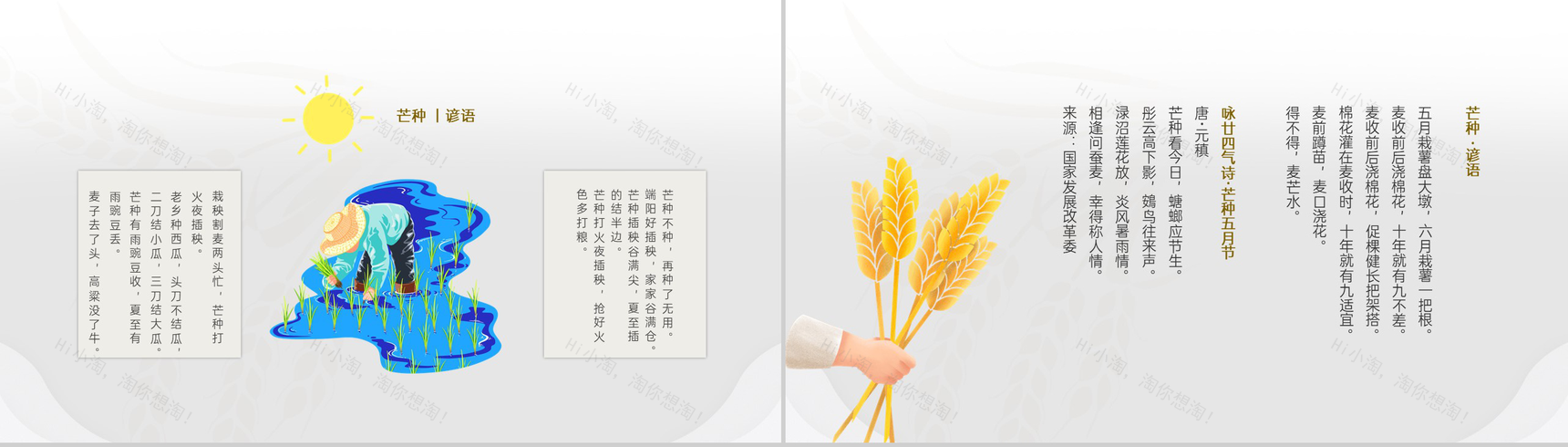 黄色中国风二十四节气之芒种文化与养生PPT模板-10