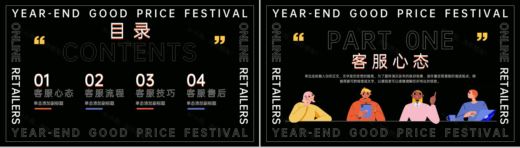 黑色扁平风年终好价节电商客服新人入职培训PPT模板-2