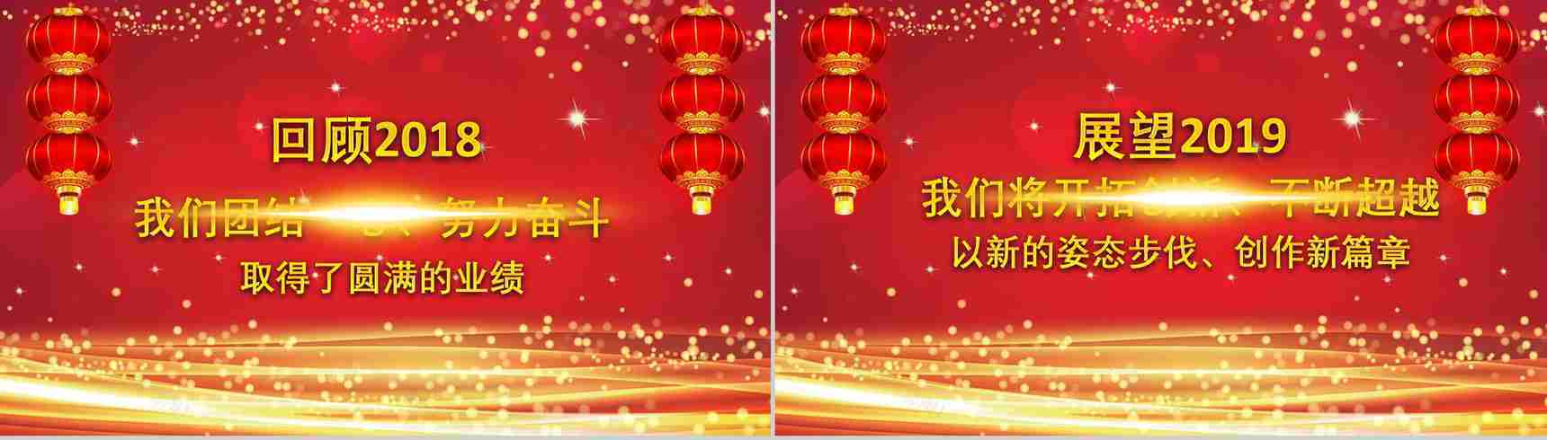 红灯笼动态企业开门红年会总结誓师大会PPT模板-2