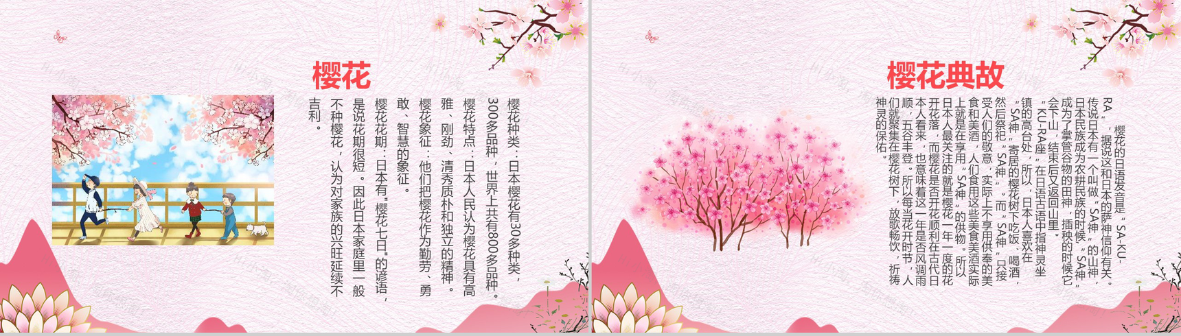 粉色浪漫温馨春日赏樱PPT模板-2
