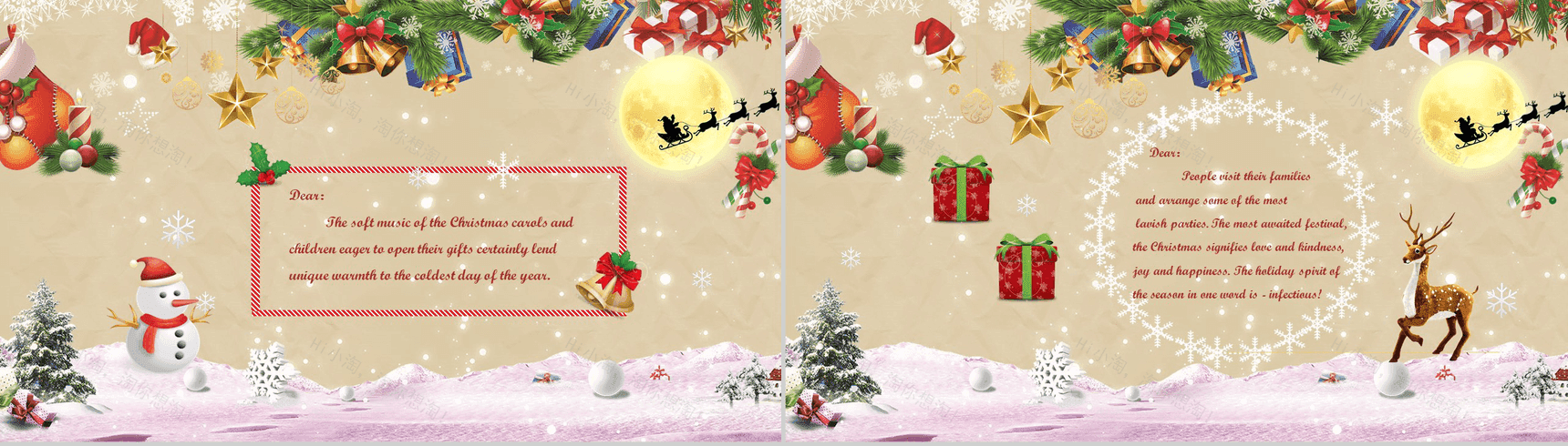 欧美风多彩唯美圣诞节贺卡圣诞快乐PPT模板-4