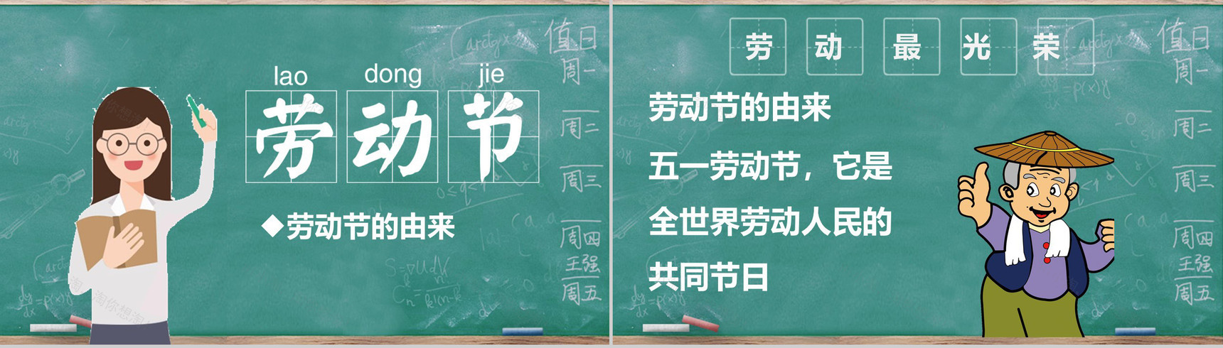 青色小清新劳动节主题班会PPT模板-3