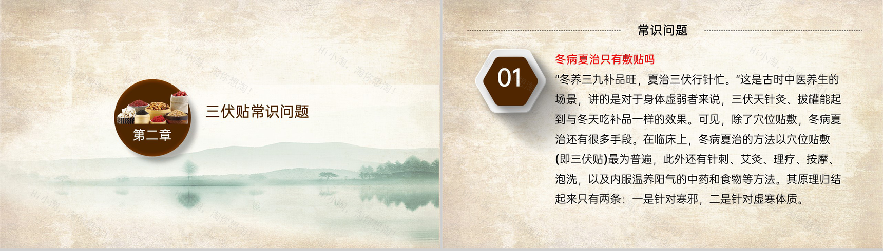 棕色简约风冬病夏治三伏贴基本作用及适应症PPT模板-4