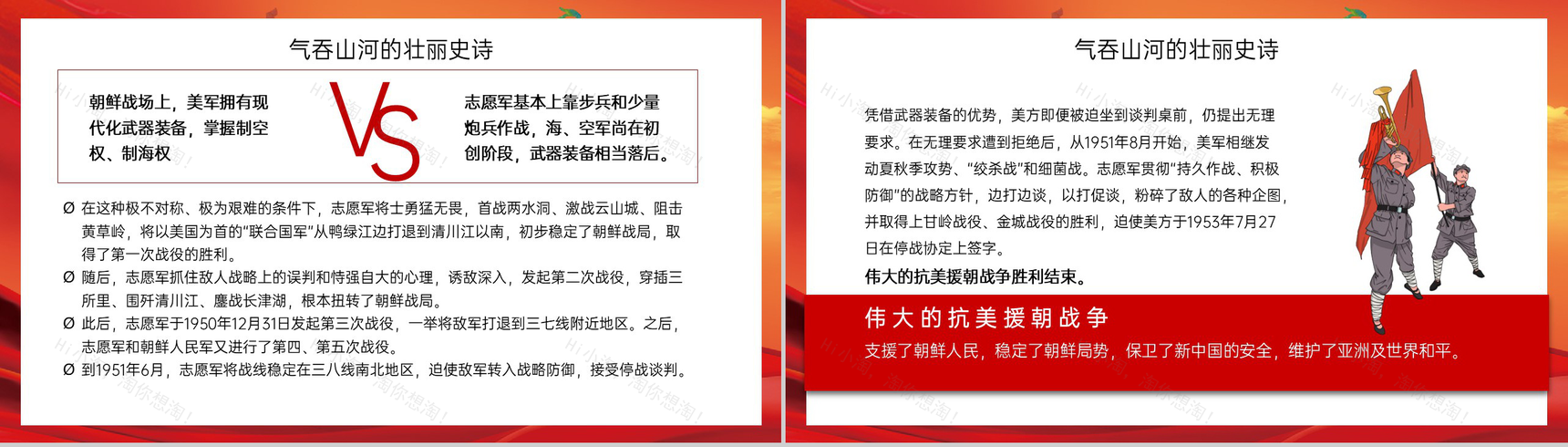红色扁平化纪念中国人民志愿军抗美援朝党课教育PPT模板-4