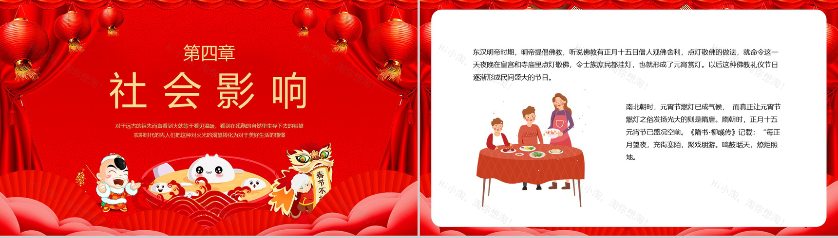 喜庆大气中国风欢乐闹元宵节日习俗介绍PPT模板-8