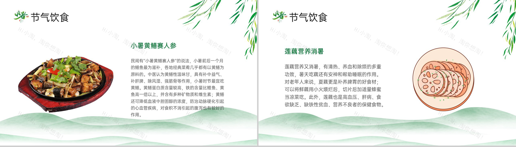 绿色清新风二十四节气之小暑节气介绍中小学主题班会PPT模板-11