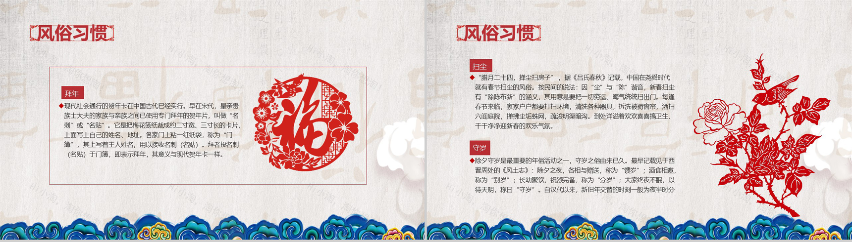 简洁春节习俗传统文化节日庆典PPT模板-7