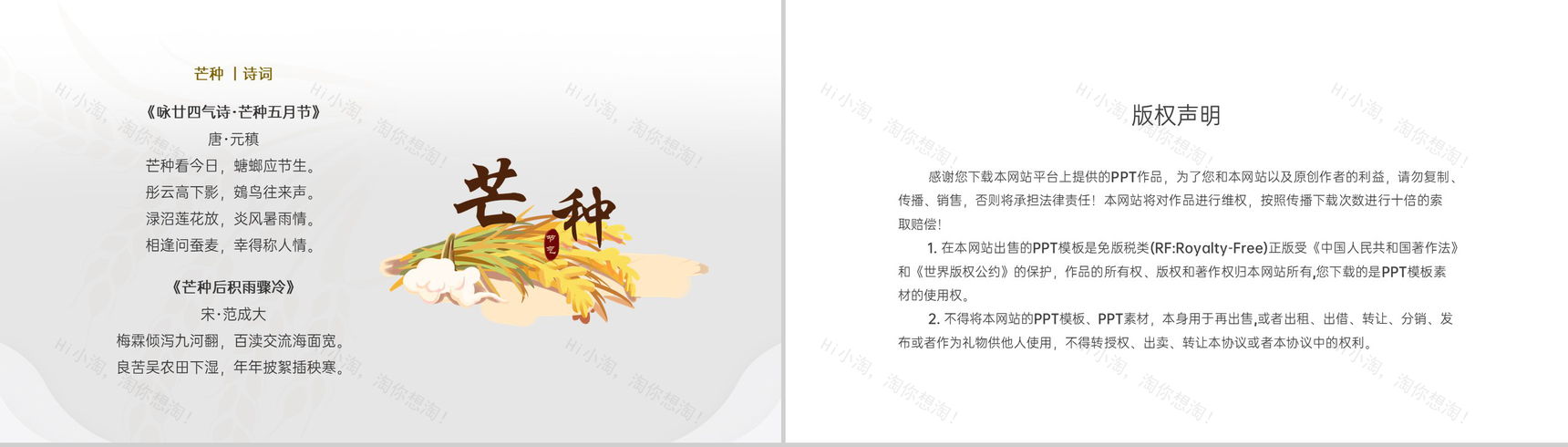 黄色中国风二十四节气之芒种文化与养生PPT模板-11