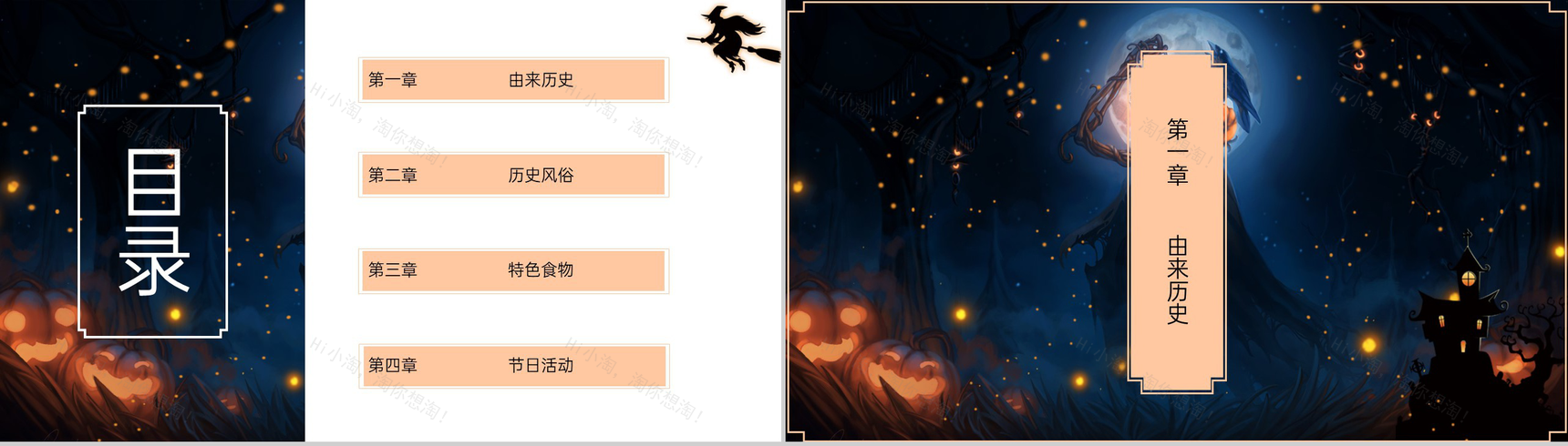 卡通风万圣节活动主题班会万圣节介绍PPT模板-2