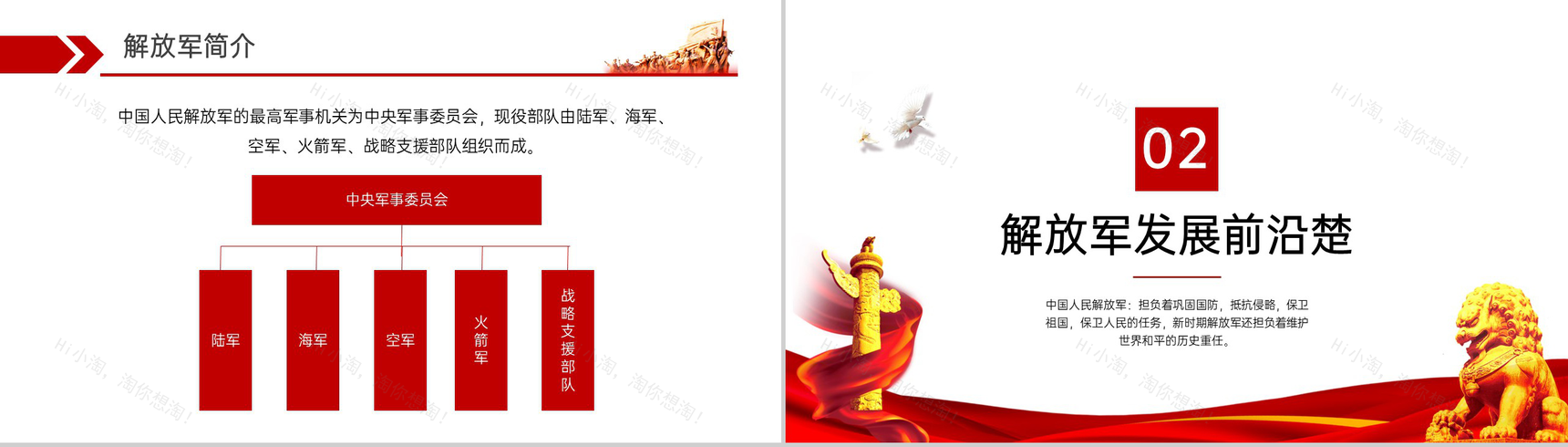 红色简约风八一建军节解放军部队主题宣传教育科普PPT模板-5