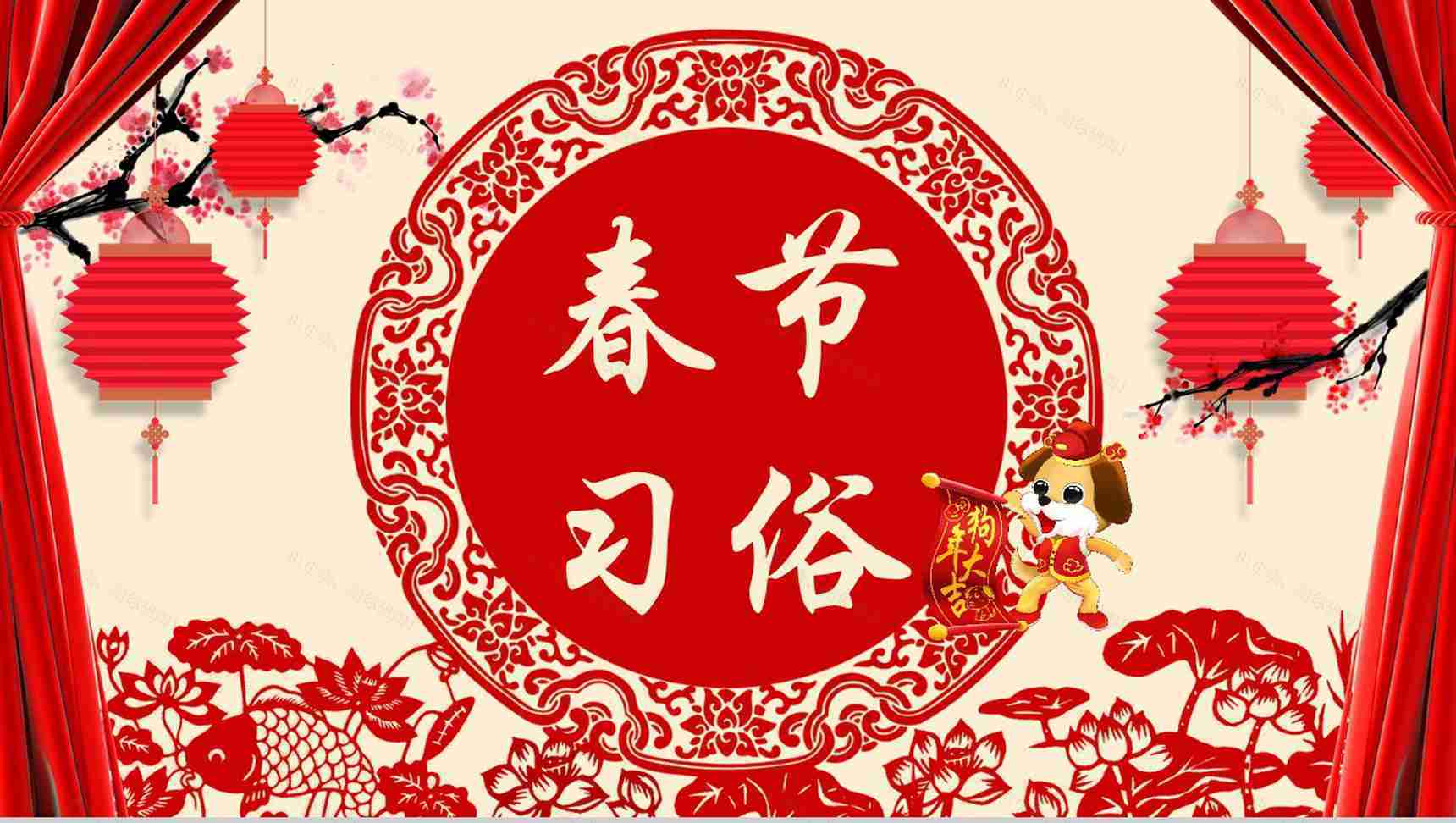 春节习俗活动介绍宣传PPT模板-1