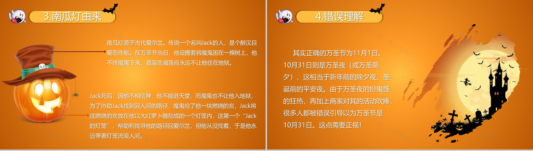 橙色动态万圣节介绍节日庆典PPT模板-5