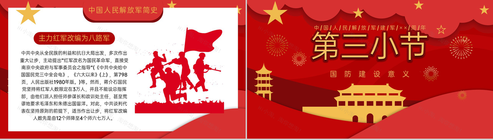 红色简约风八一建军节铁血铸军魂志气在人心专题课件PPT模板-9