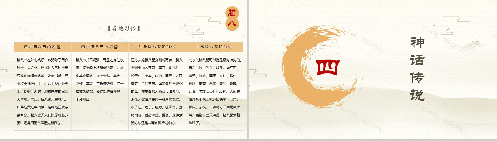 红黄中国风手绘腊八节节日介绍PPT模板-9