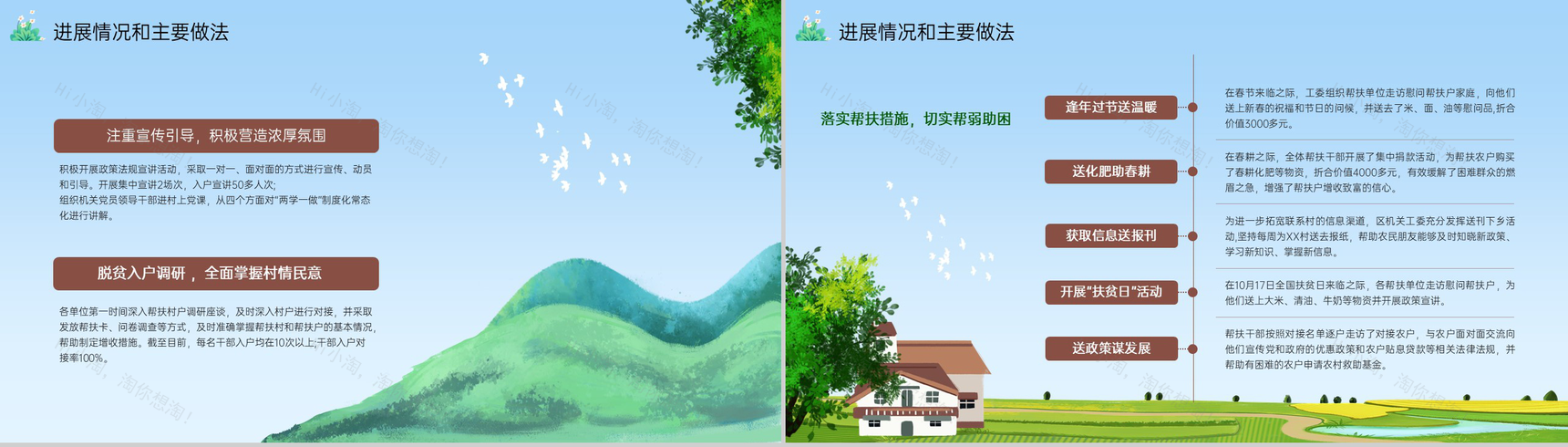 绿色扁平化精准扶贫助力农村新建设主题策划PPT模板-4