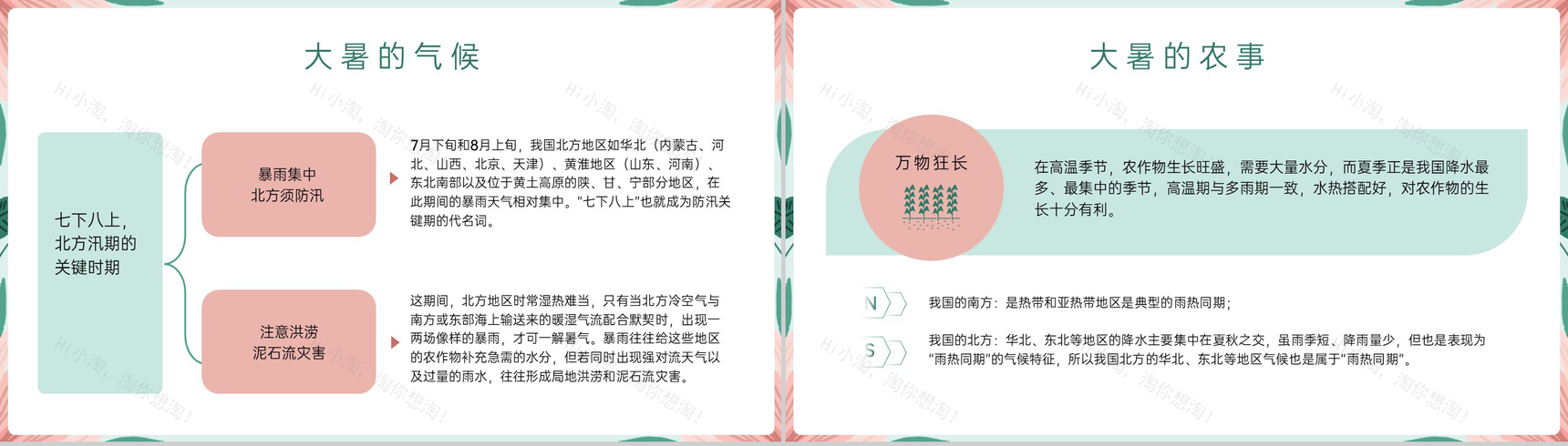 浅绿清新风二十四节气之大暑节气介绍PPT模板-6