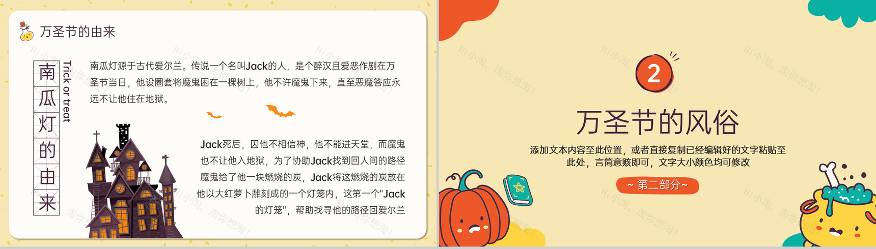 黄色可爱卡通风不给糖果就捣蛋万圣节活动策划PPT模板-4