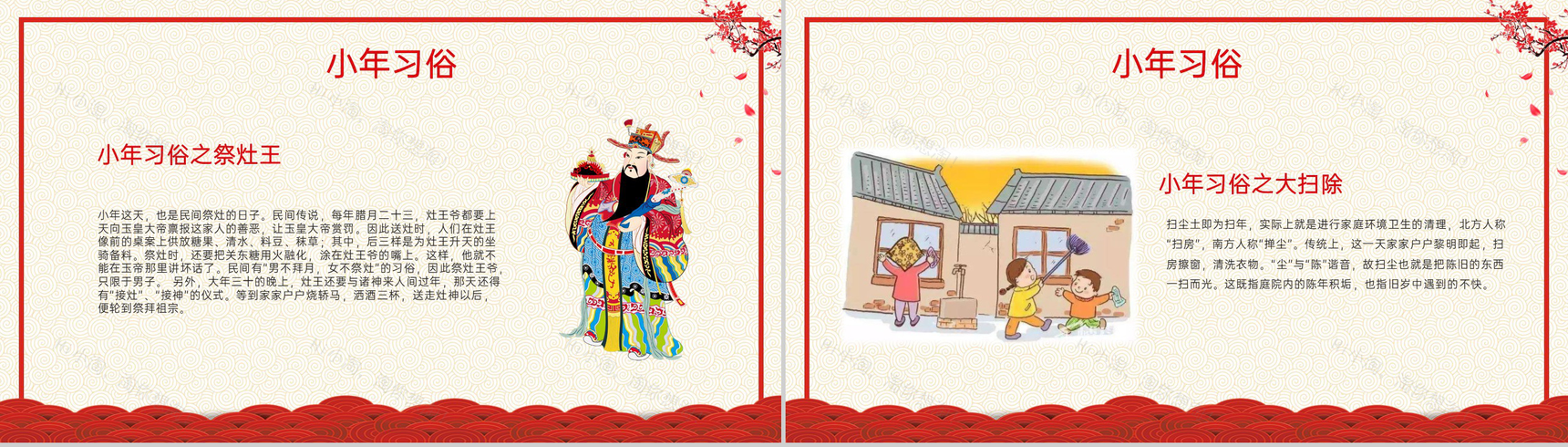 红色喜庆风新春小年习俗文化介绍小年的由来PPT模板-8
