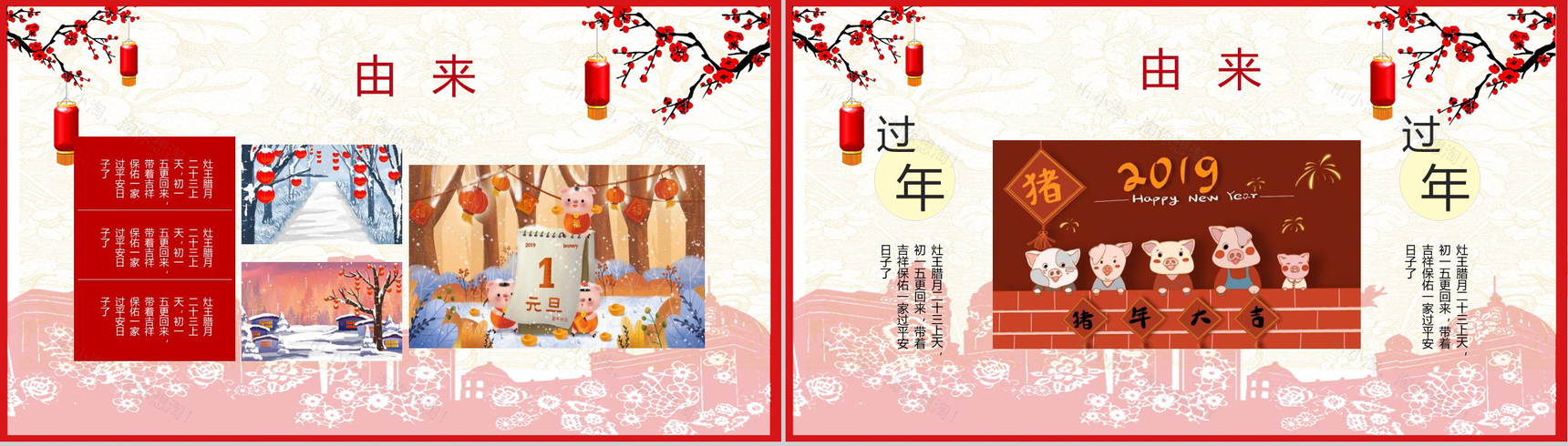 喜庆剪纸风腊月二十三过小年节日介绍PPT模板-4